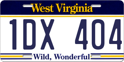 WV license plate 1DX404