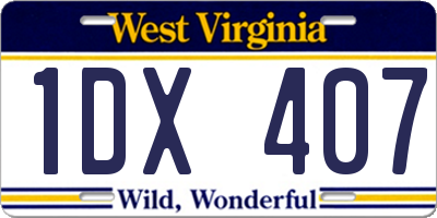 WV license plate 1DX407