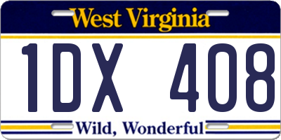 WV license plate 1DX408