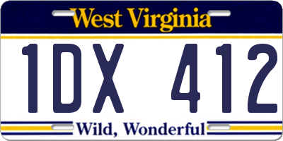 WV license plate 1DX412
