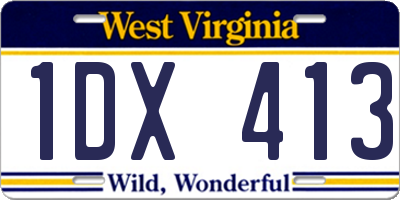 WV license plate 1DX413