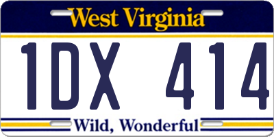 WV license plate 1DX414
