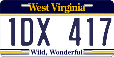 WV license plate 1DX417