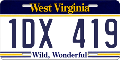 WV license plate 1DX419