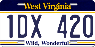WV license plate 1DX420