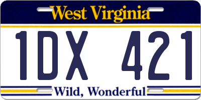 WV license plate 1DX421