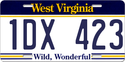 WV license plate 1DX423