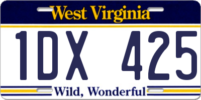 WV license plate 1DX425
