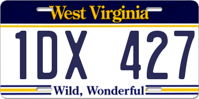 WV license plate 1DX427