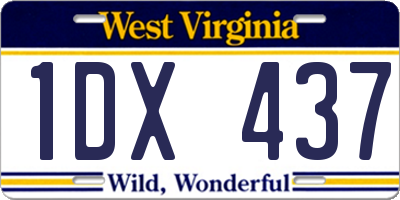 WV license plate 1DX437