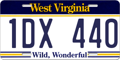 WV license plate 1DX440