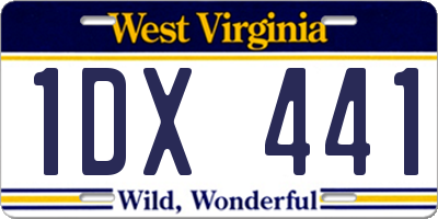 WV license plate 1DX441