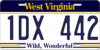 WV license plate 1DX442
