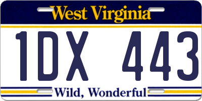 WV license plate 1DX443