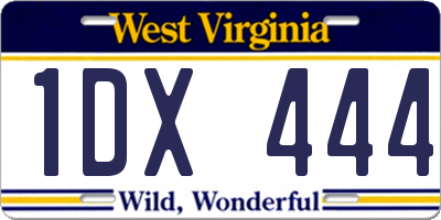 WV license plate 1DX444
