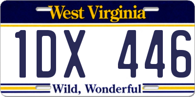 WV license plate 1DX446
