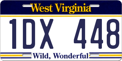 WV license plate 1DX448