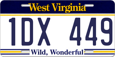 WV license plate 1DX449