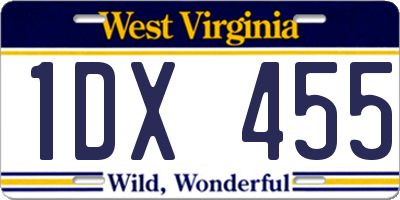 WV license plate 1DX455