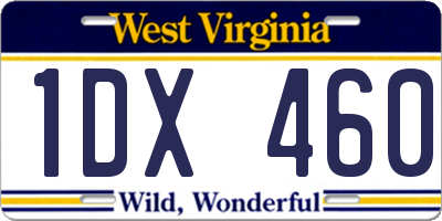 WV license plate 1DX460