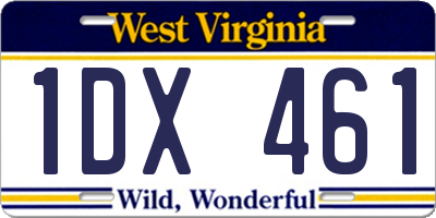 WV license plate 1DX461