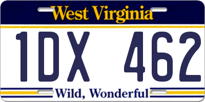 WV license plate 1DX462