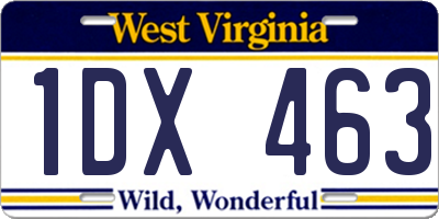 WV license plate 1DX463