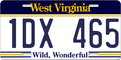 WV license plate 1DX465