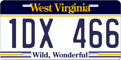 WV license plate 1DX466