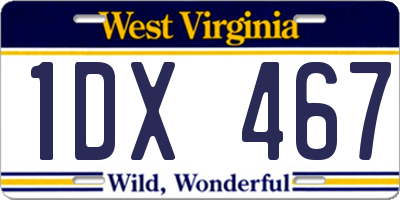 WV license plate 1DX467