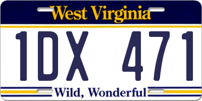 WV license plate 1DX471