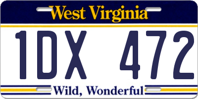 WV license plate 1DX472