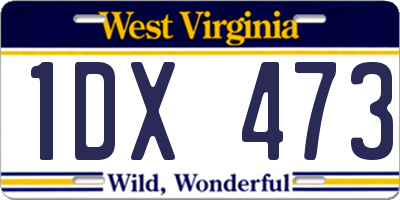 WV license plate 1DX473