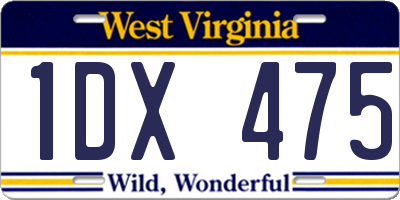 WV license plate 1DX475