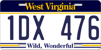 WV license plate 1DX476