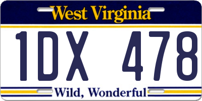 WV license plate 1DX478