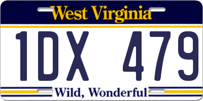 WV license plate 1DX479