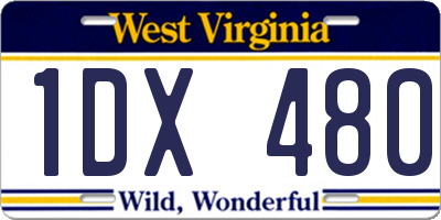 WV license plate 1DX480