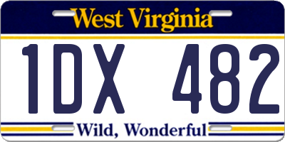 WV license plate 1DX482