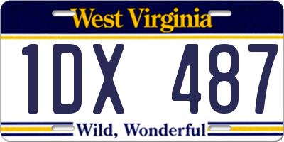WV license plate 1DX487