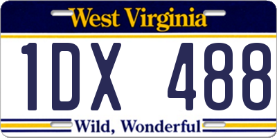 WV license plate 1DX488
