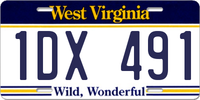 WV license plate 1DX491