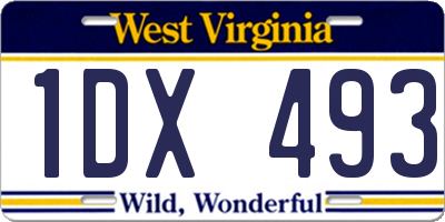 WV license plate 1DX493