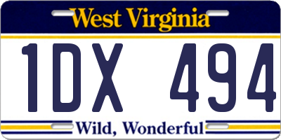 WV license plate 1DX494