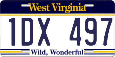 WV license plate 1DX497