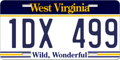 WV license plate 1DX499