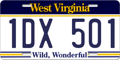 WV license plate 1DX501