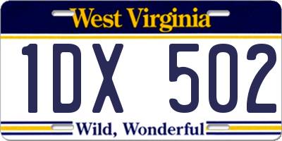 WV license plate 1DX502