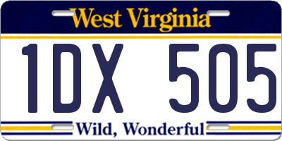 WV license plate 1DX505