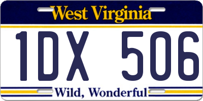 WV license plate 1DX506